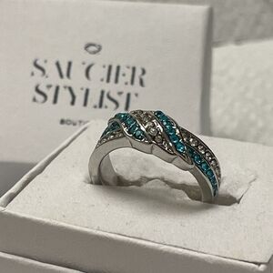 Aquamarine Stainless Steel Plated Ring